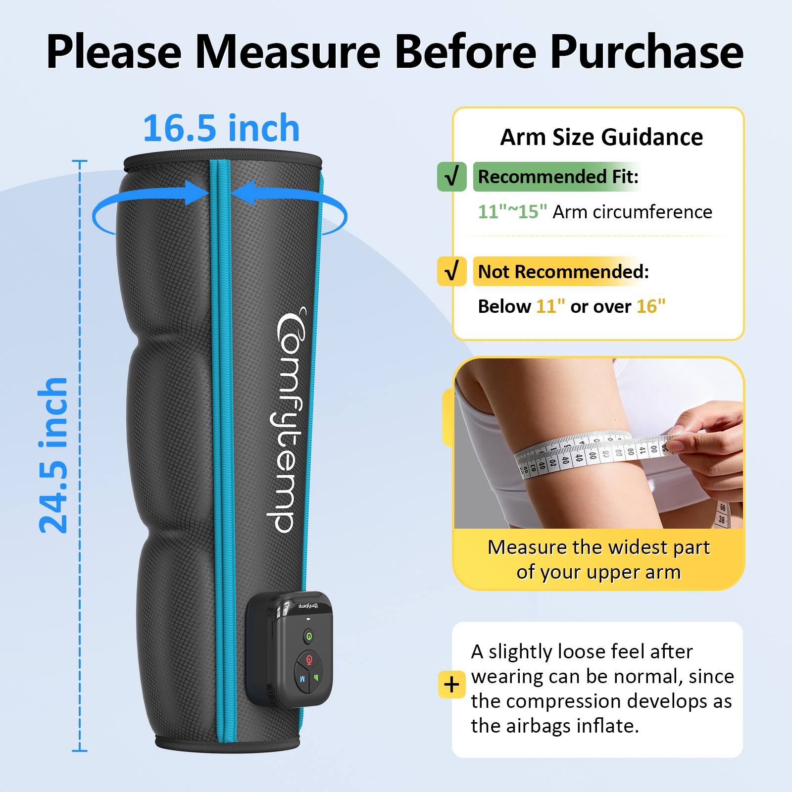 Comfytemp Cordless Full Arm Air Compression Massager for Circulation ...