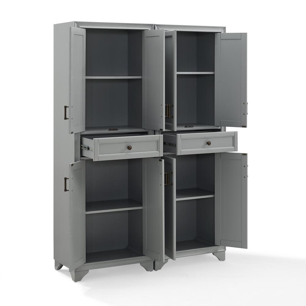 Alt View 1. Crosley Furniture - Tara 2-Piece Kitchen Storage Pantry Set - 2 Pantries - Distressed Gray.