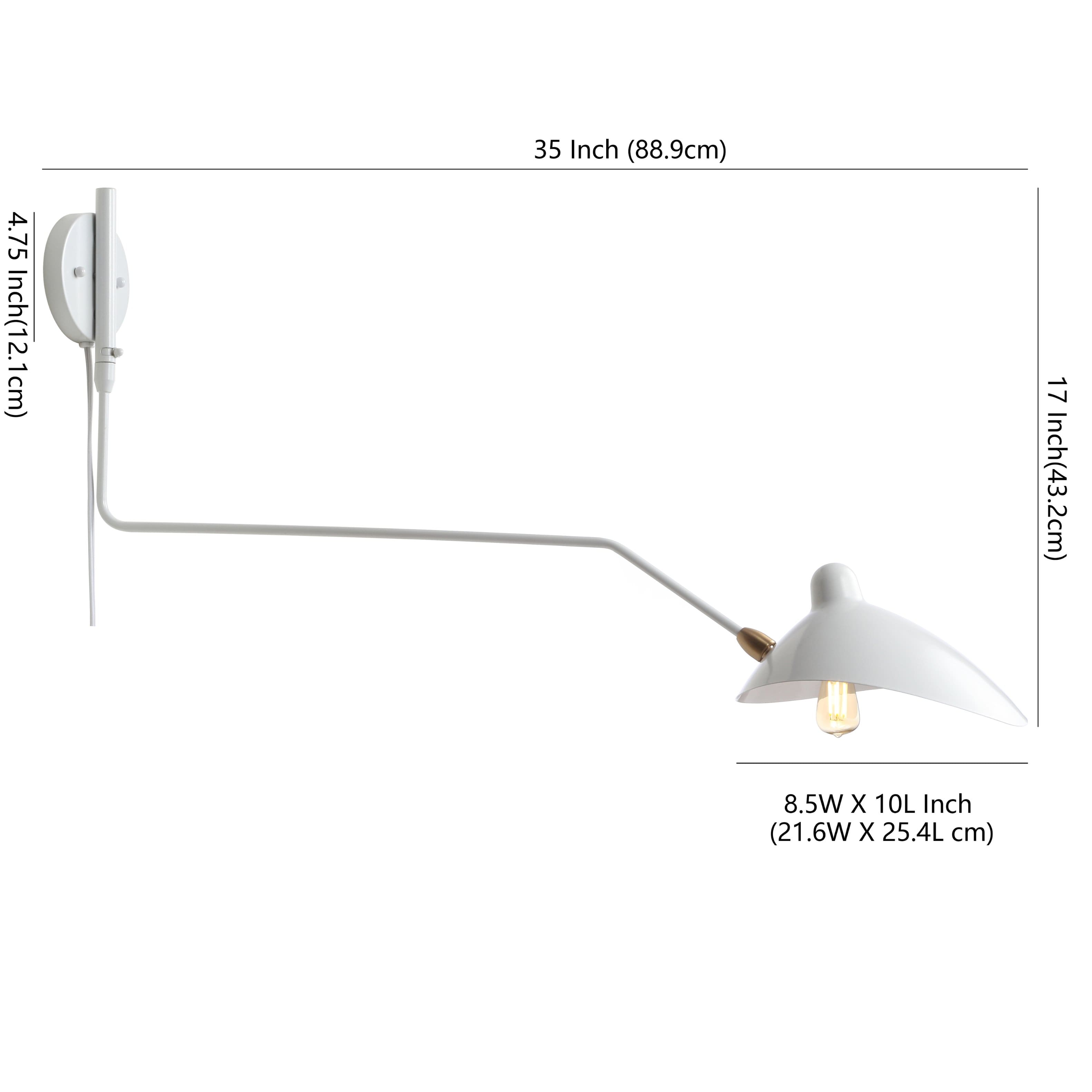 "Jonathan Y - Frank 35"" Iron Retro Swing LED Wall Sconce, White - White/Brass Gold" price history on PriceWatchPro