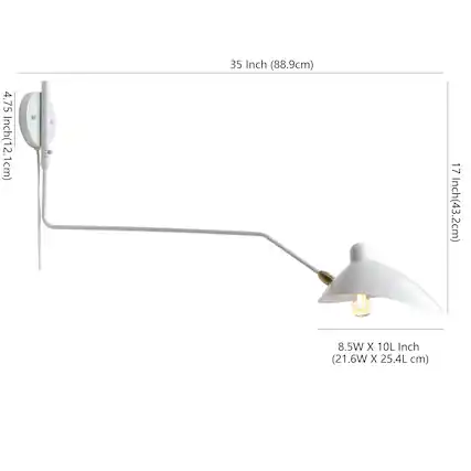 Jonathan Y - Frank 35" Iron Retro Swing LED Wall Sconce, White - White/Brass Gold