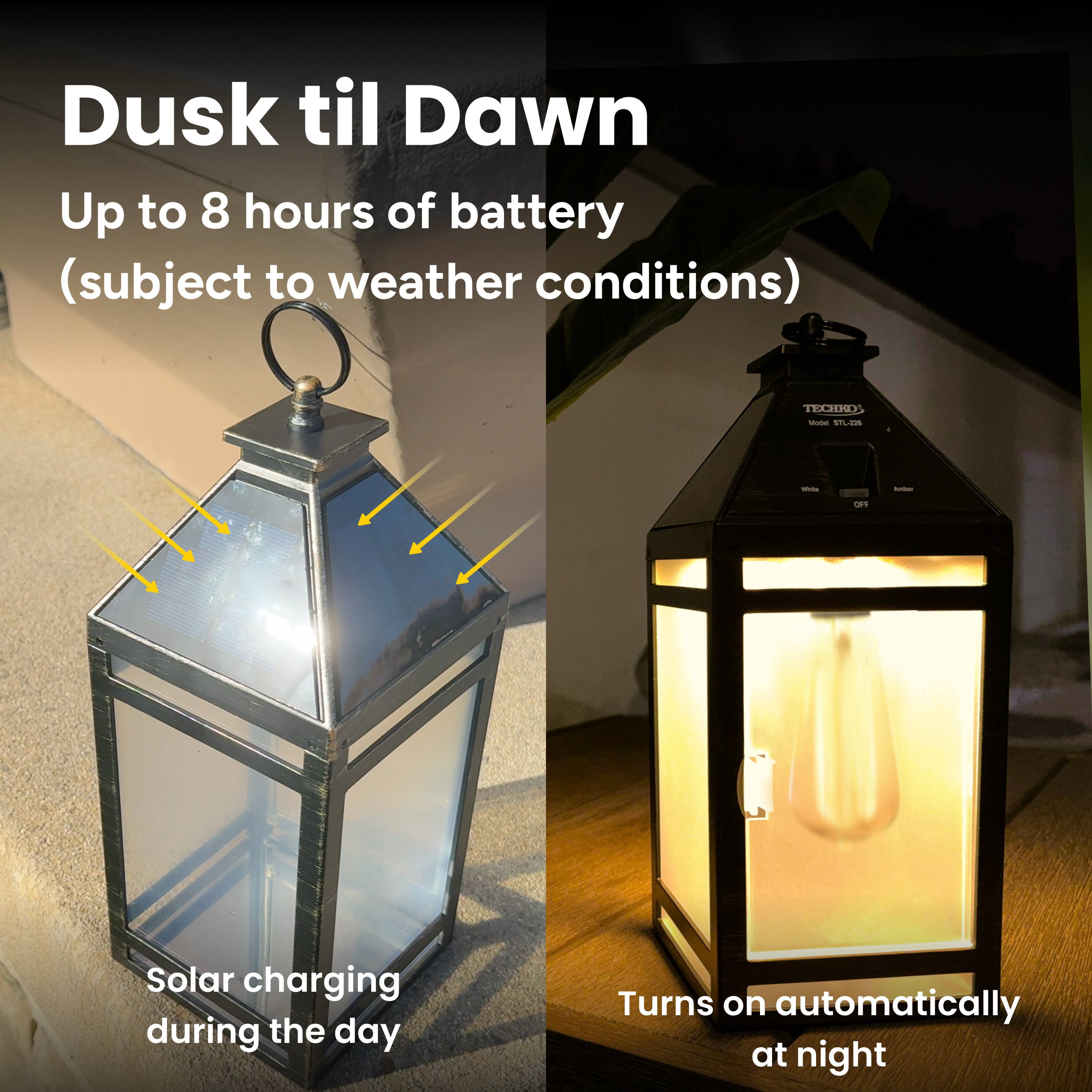 Dusk til Dawn
Up to 8 hours of battery (subject to weather conditions)
OMIX - sIL220
Solar charging during the day
Turns on automatically at night