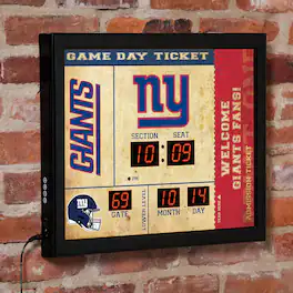 Evergreen Enterprises - New York Giants 15" x 19" Bluetooth Scoreboard Wall Clock - Brown