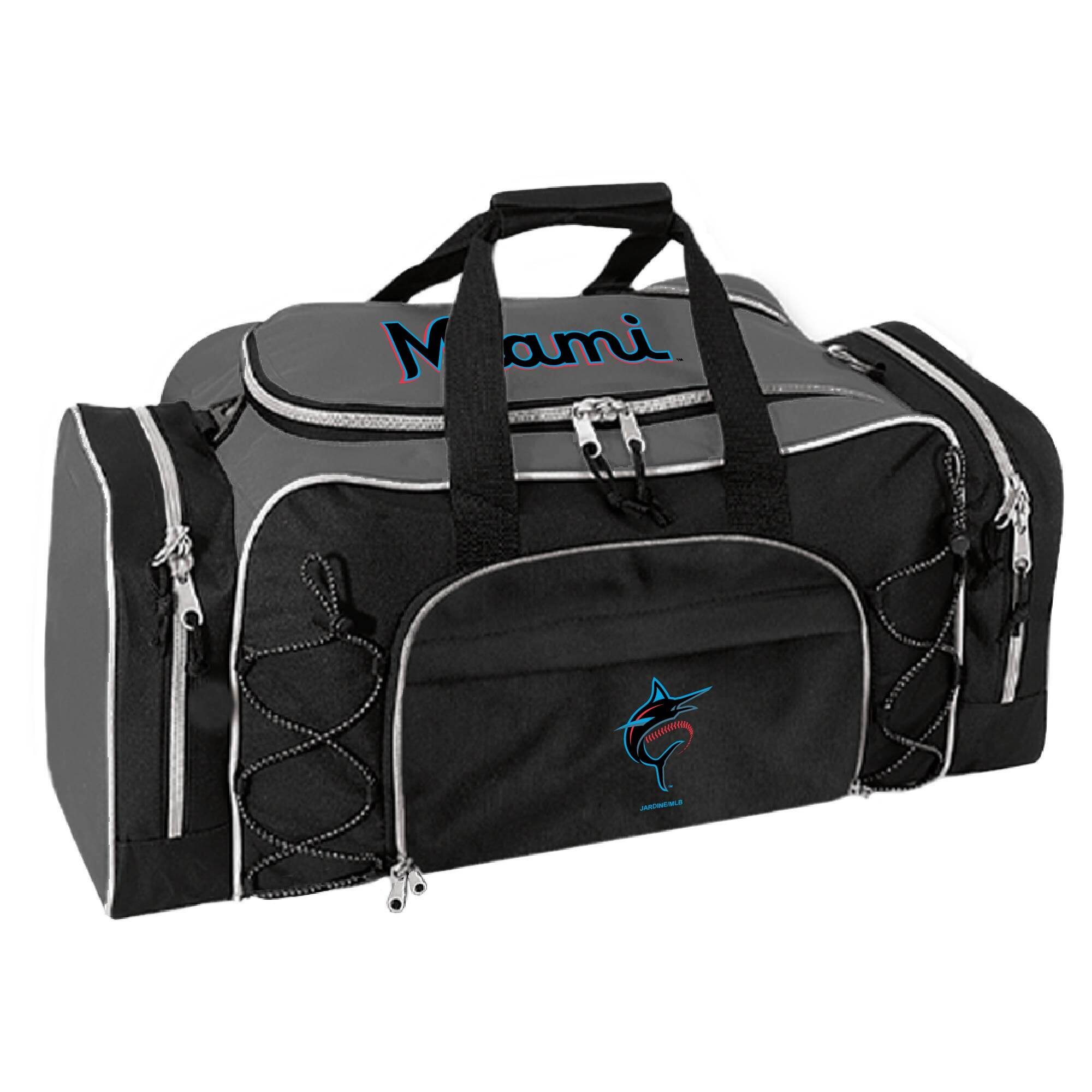 Front. Jardine - Miami Marlins Action Duffel Bag - Gray.