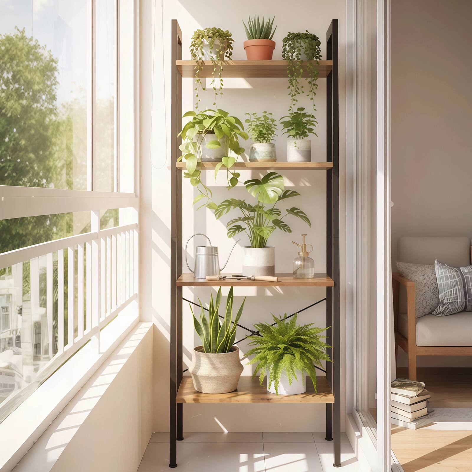 Angle. Lirago - 4-Tier Metal Storage Shelves Small Storage Shelves ( 24.8-in H x 13.58-in W x 4.13-in D ) - Black.