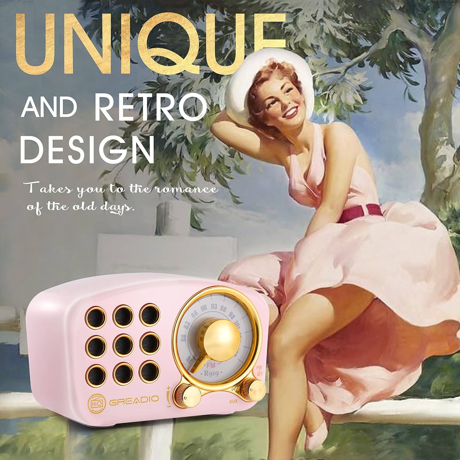 UNIQUE AND RETRO DESIGN  
Takes you to the romance of the old days.  

FM R919  
GREADIO