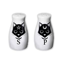 Pacific Trading - Magic Cats Kitchen Ceramic Salt and Pepper Shaker Set 3.4 Inch - White