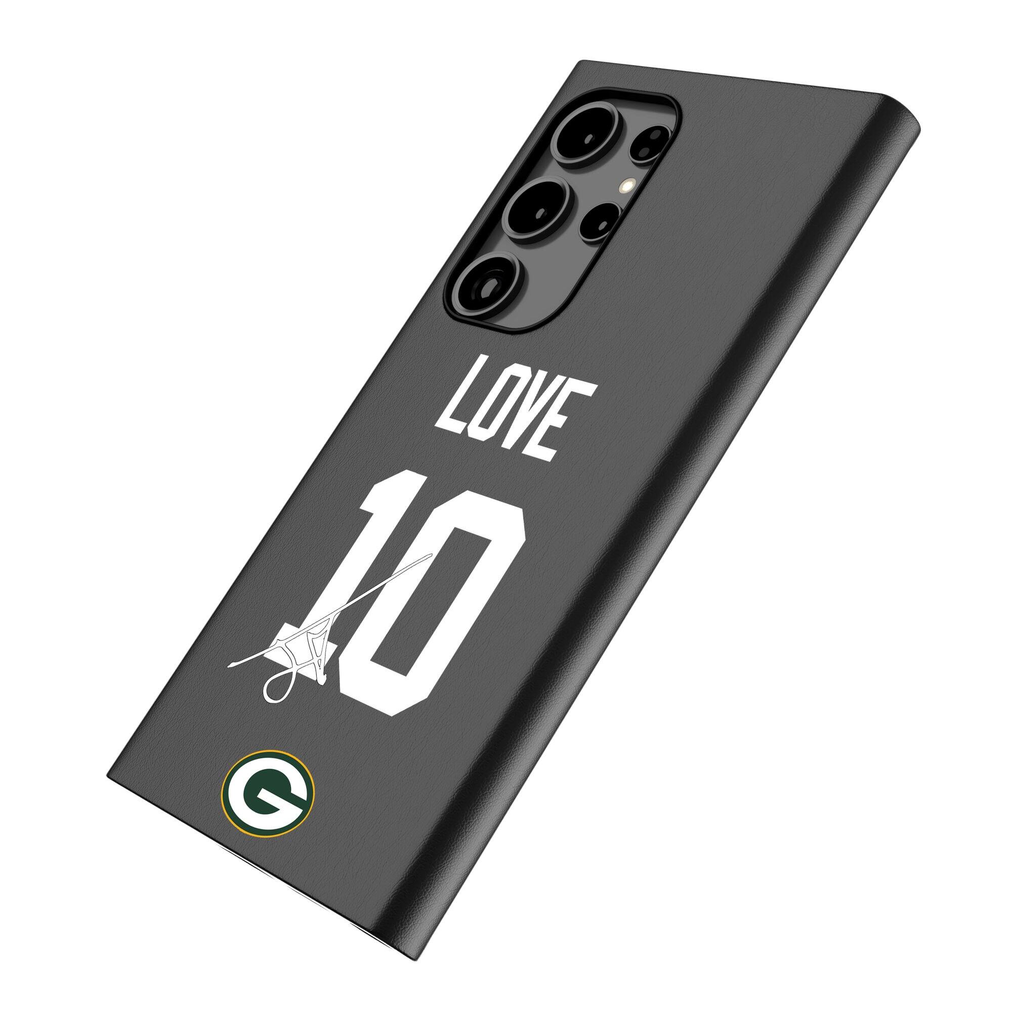 Alt View 1. Keyscaper - Jordan Love Black Green Bay Packers Galaxy Magnetic Bump Case - S24 Ultra - Black.