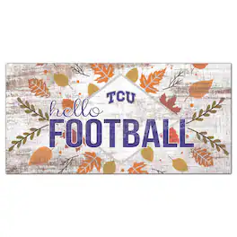Fan Creations - TCU Horned Frogs 6'' x 12'' Hello Football Wall Art - White