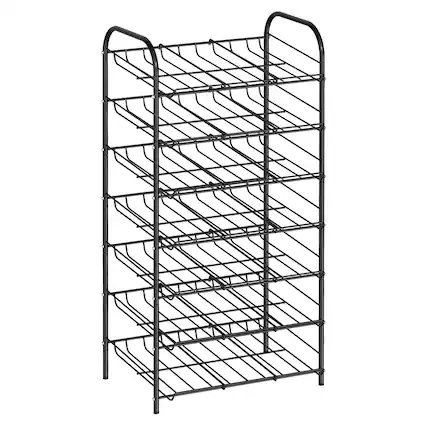 Front. Oumilen - 7-Tier Black Metal Can Storage Rack, Freestanding Rolling-Free Pantry Can Organizer for Canned Food & Soda Drinks - Black.