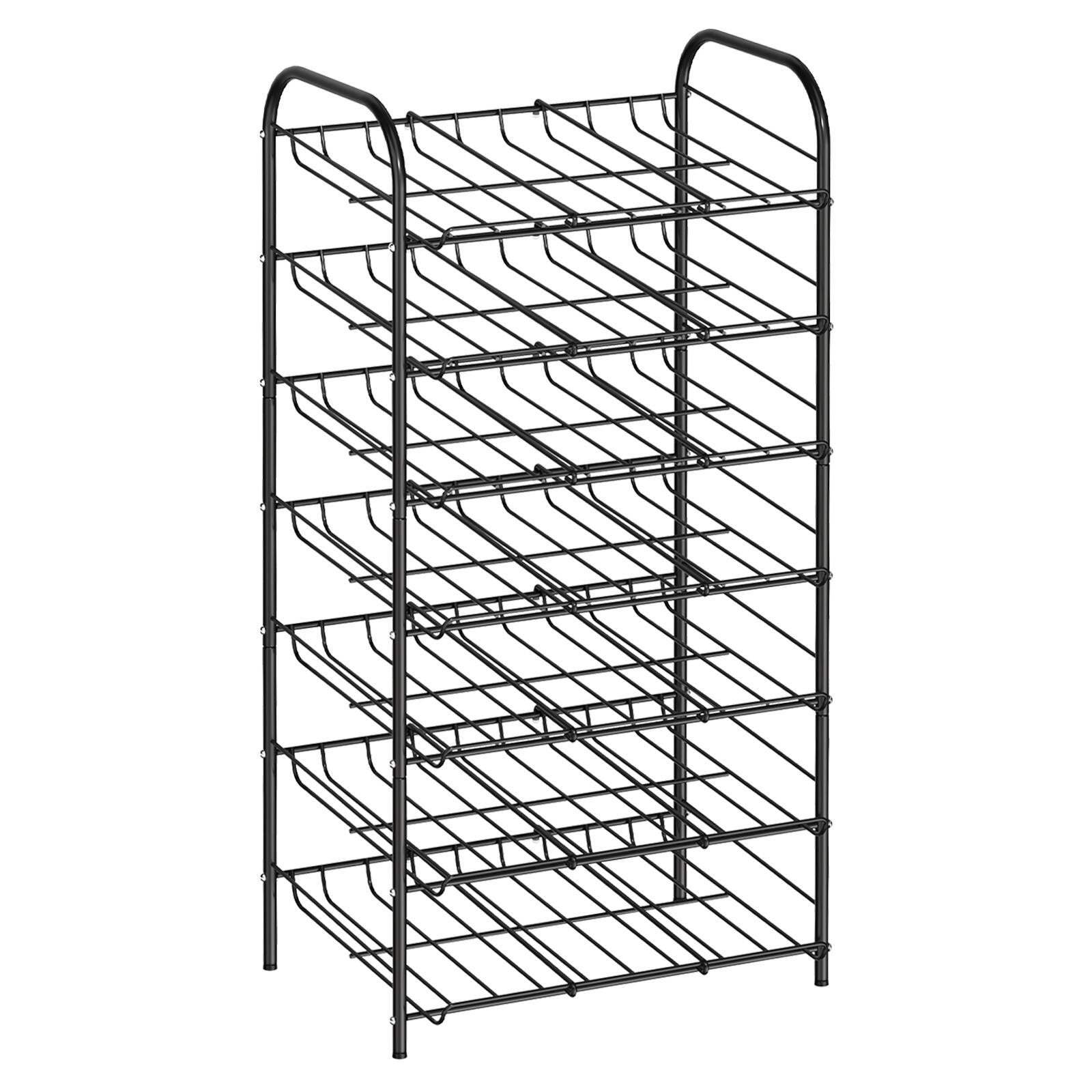 Front. Oumilen - 7-Tier Black Metal Can Storage Rack, Freestanding Rolling-Free Pantry Can Organizer for Canned Food & Soda Drinks - Black.