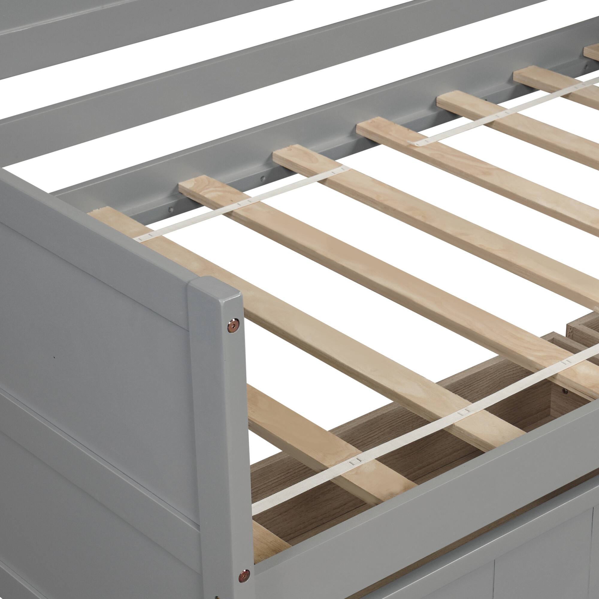 Alt View 7. GOODSILO - Twin Size Daybed with Storage Drawers, Space-Saving Sofa Bed for Bedroom and Living Room, No Box Spring Required - Gray.