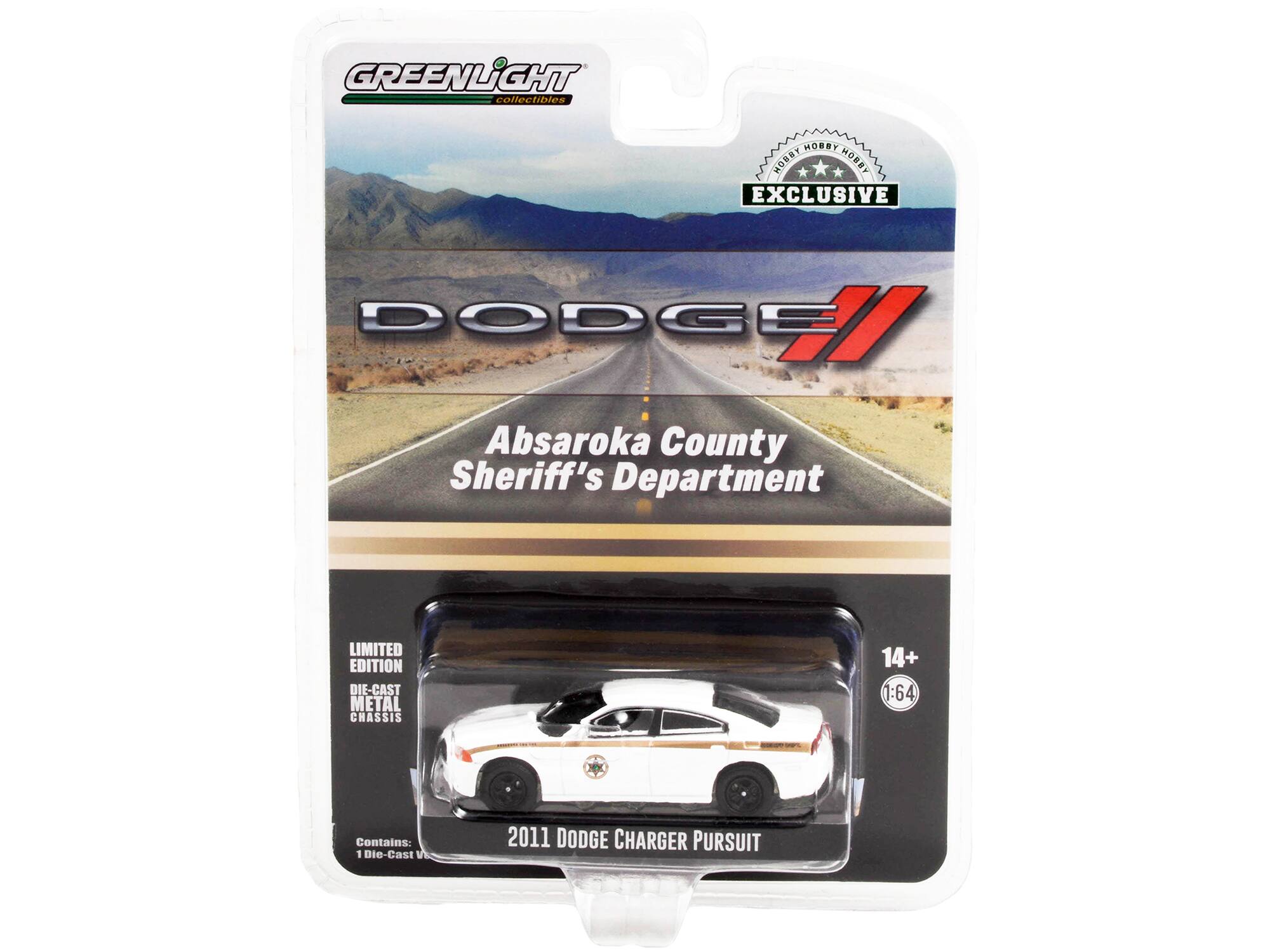 GREENLIGHT collectibles HOBBY ANBOM MOBBY EXCLUSIVE DODGE Absaroka County Sheriff's Department LIMITED EDITION DIE-CAST METAL CHASSIS 14+ 1:64 Contains: 1 Die-Cast 2011 DODGE CHARGER PURSUIT