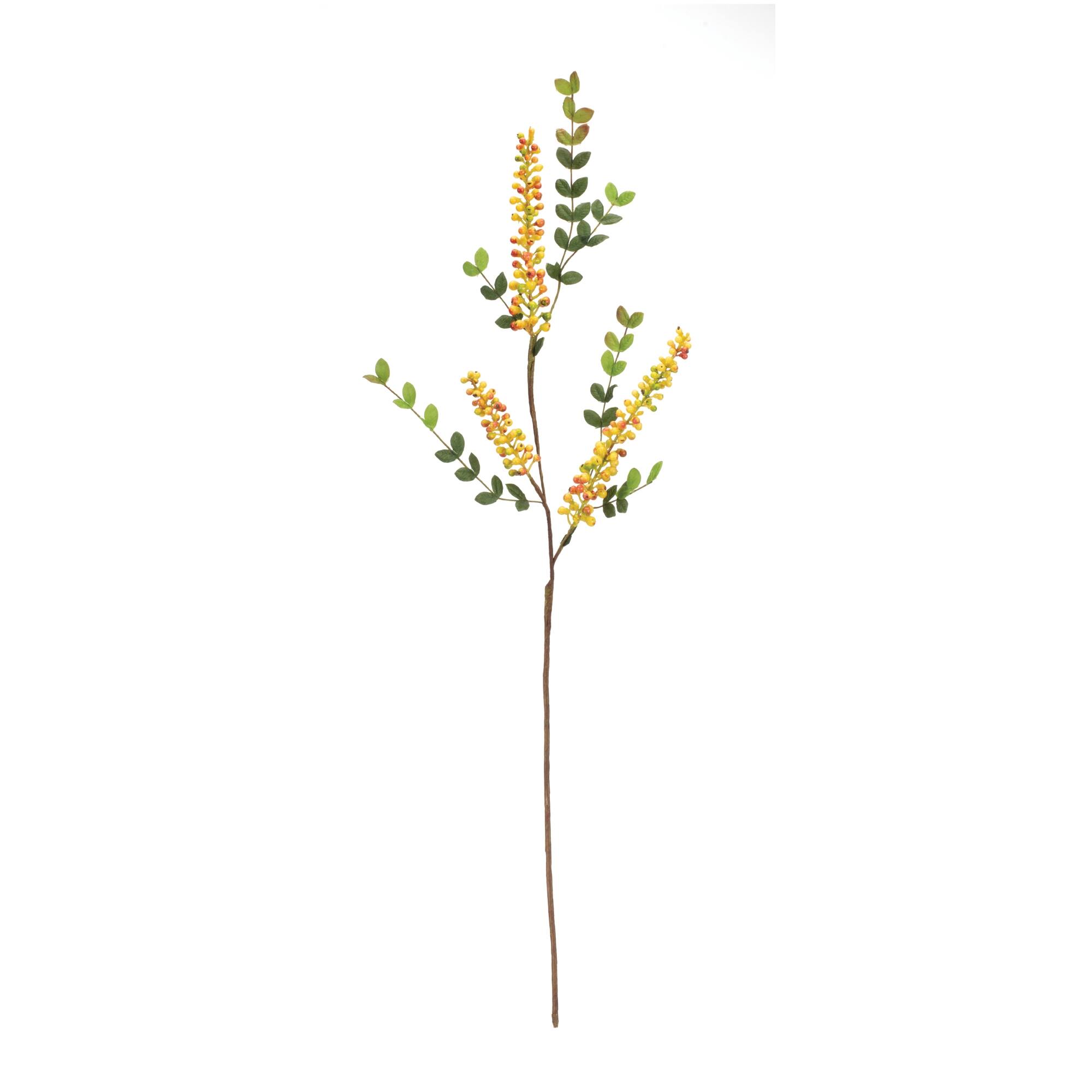 Angle. BreeBe - Yellow Berry Foliage Spray (Set of 6) - Yellow, Green.