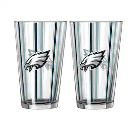 Logo Brands - Philadelphia Eagles Two-Piece 16oz. Striped Pint Glass Set - Multicolor