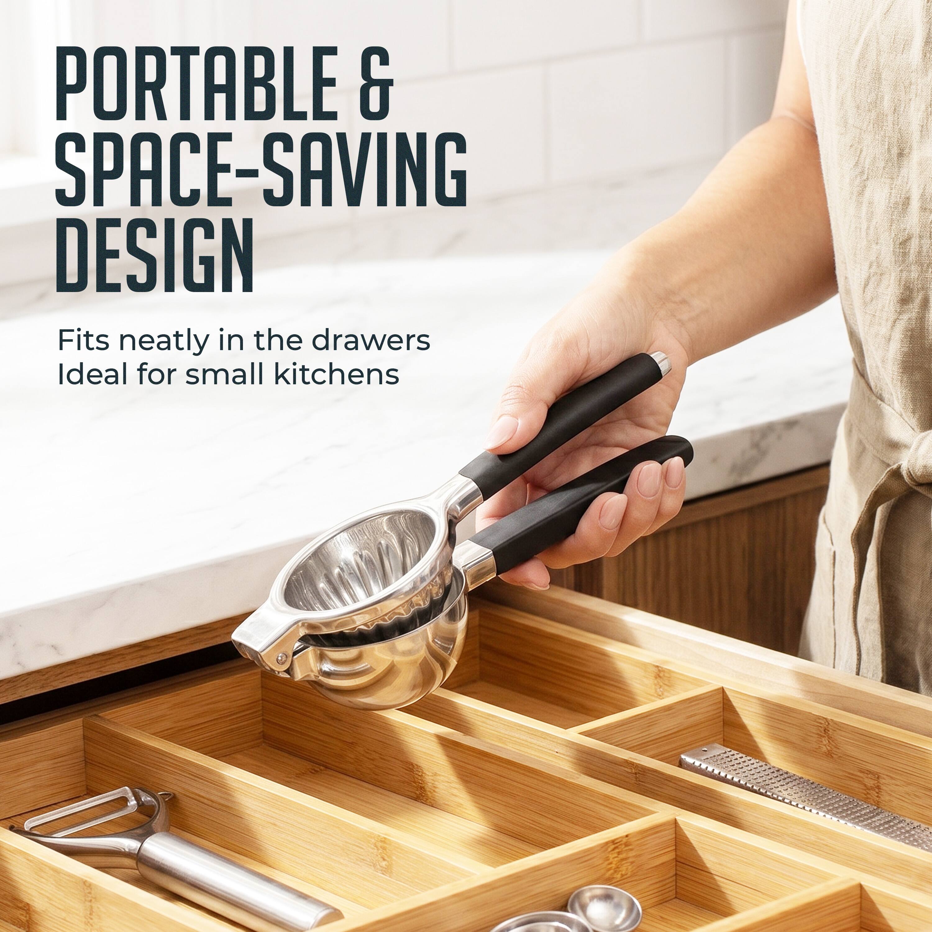 PORTABLE & SPACE-SAVING DESIGN  
Fits neatly in the drawers  
Ideal for small kitchens