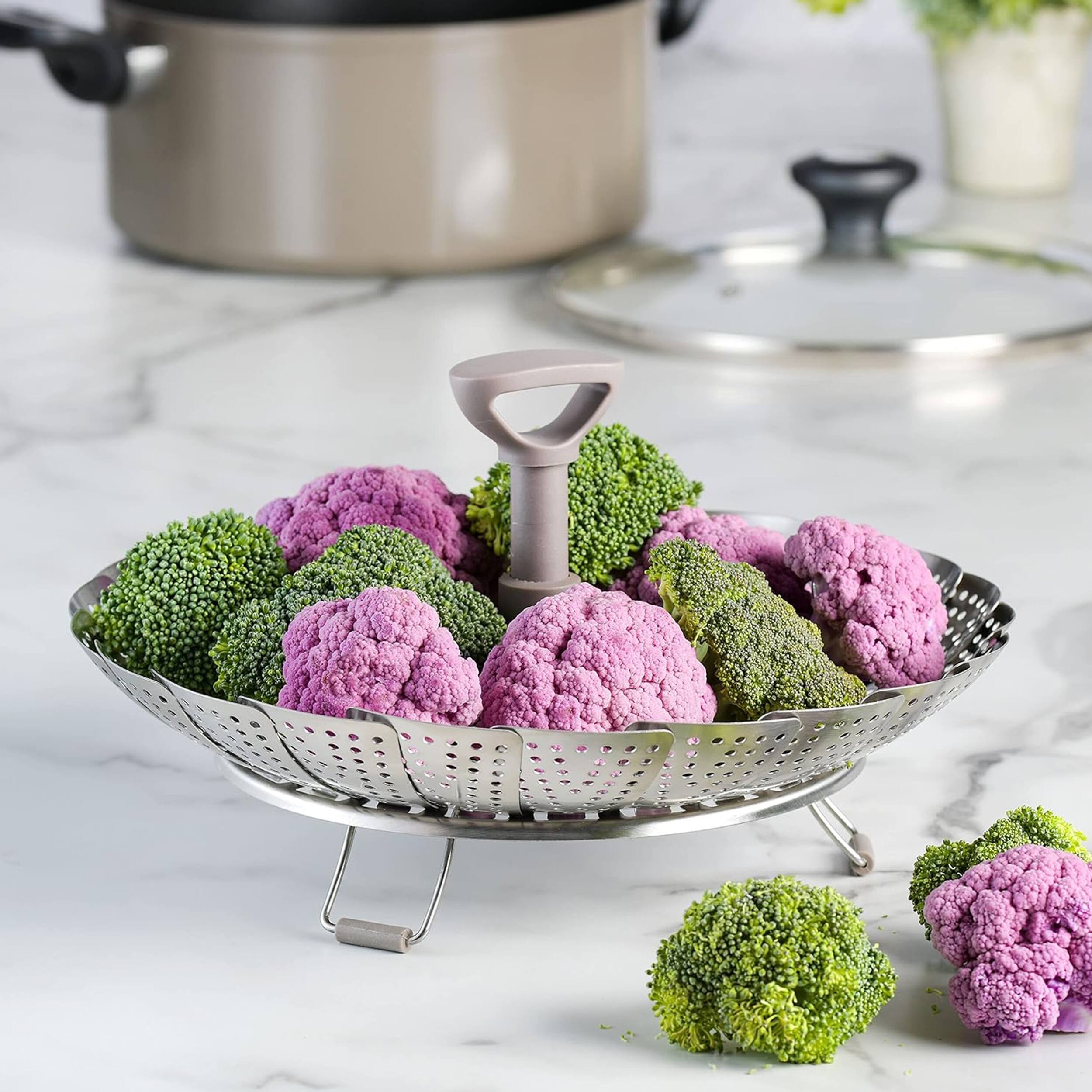 Alt View 5. Martha Stewart - Martha Stewart Richburn Stainless Steel Telescopic Folding Steamer Insert with Handle in Taupe - Silver.