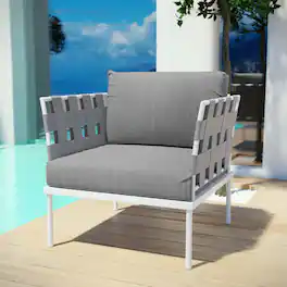 Harmony Outdoor Patio Aluminum Armchair by Modway - White Gray