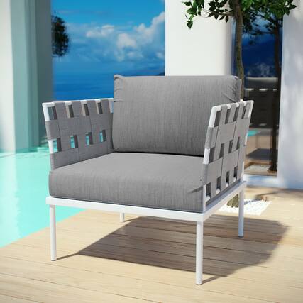 Front. Modway - Harmony Outdoor Patio Aluminum Armchair by Modway - White Gray.