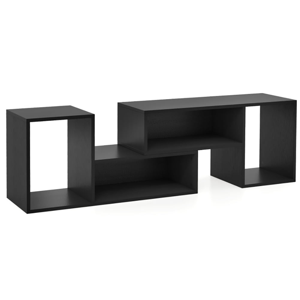 Back. Pefilos - 2 Pieces Adjustable TV Stand for TVs up to 55 Inch with Storage Cubes, Black TV Cabinet - Black.