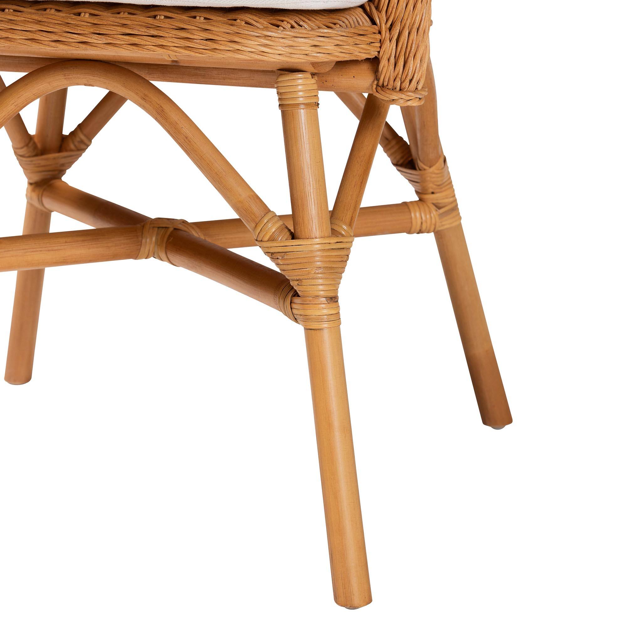 Alt View 2. bali & pari - Celsie Bohemian Rattan Dining Chair - Light Honey/White.