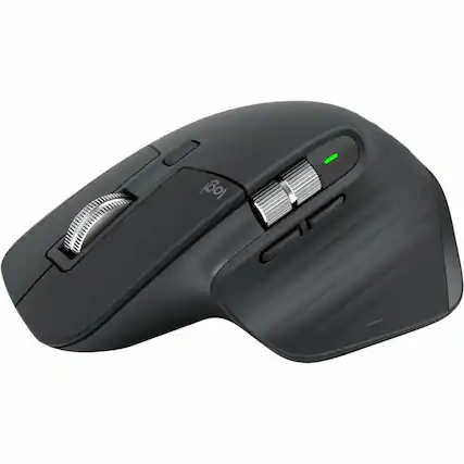Front. Logitech - Logitech MX MASTER 3S Performance Wireless Mouse - Darkfield - Wireless - 32.81 ft - Bluetooth/Radio Frequency - 2.40 - Gray.