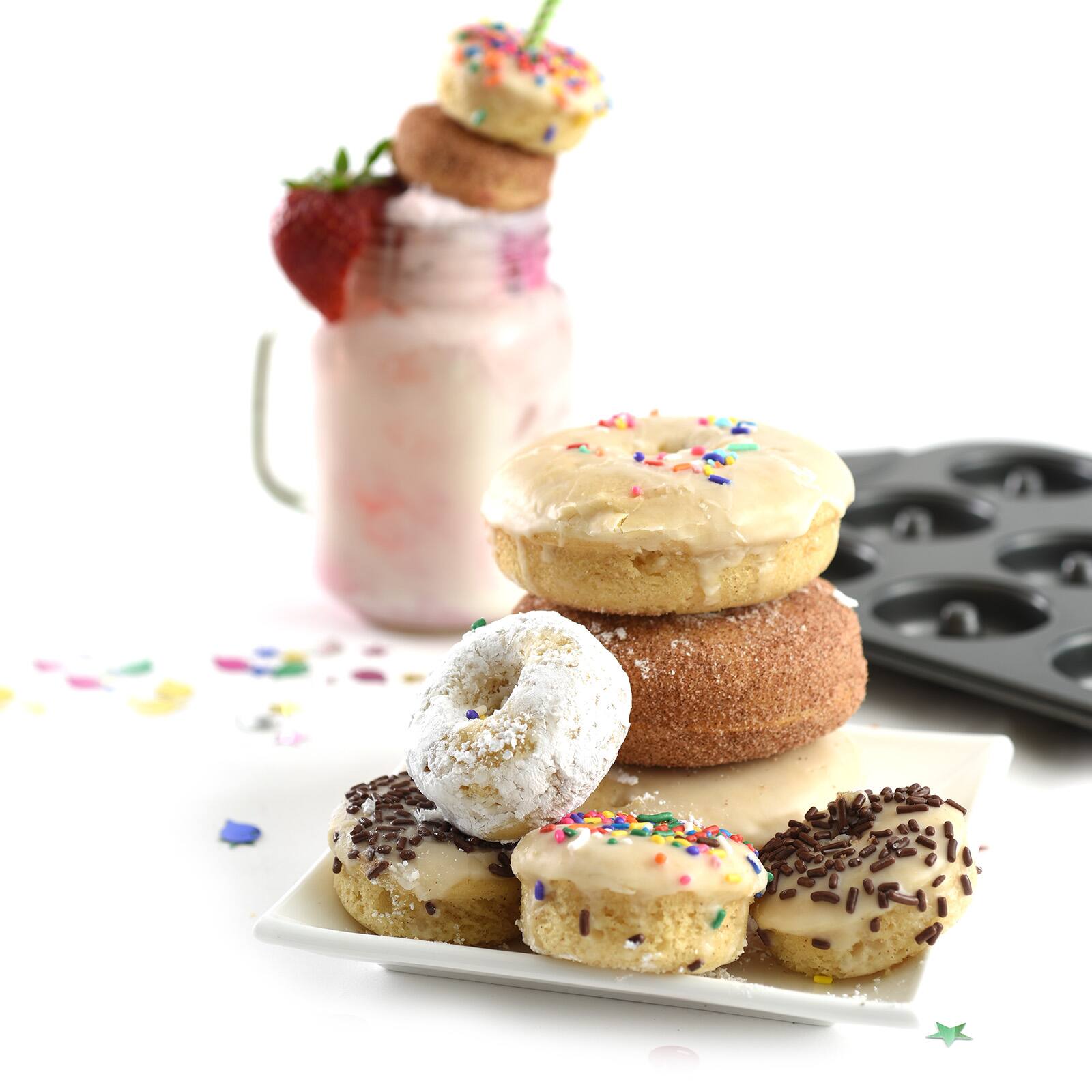 Alt View 2. Norpro - Nonstick 12-Cavity Mini Donut Pan - Black.