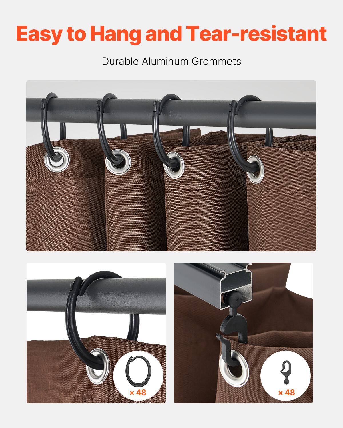 Easy to Hang and Tear-resistant  
Durable Aluminum Grommets  
O x 48  
? x 48
