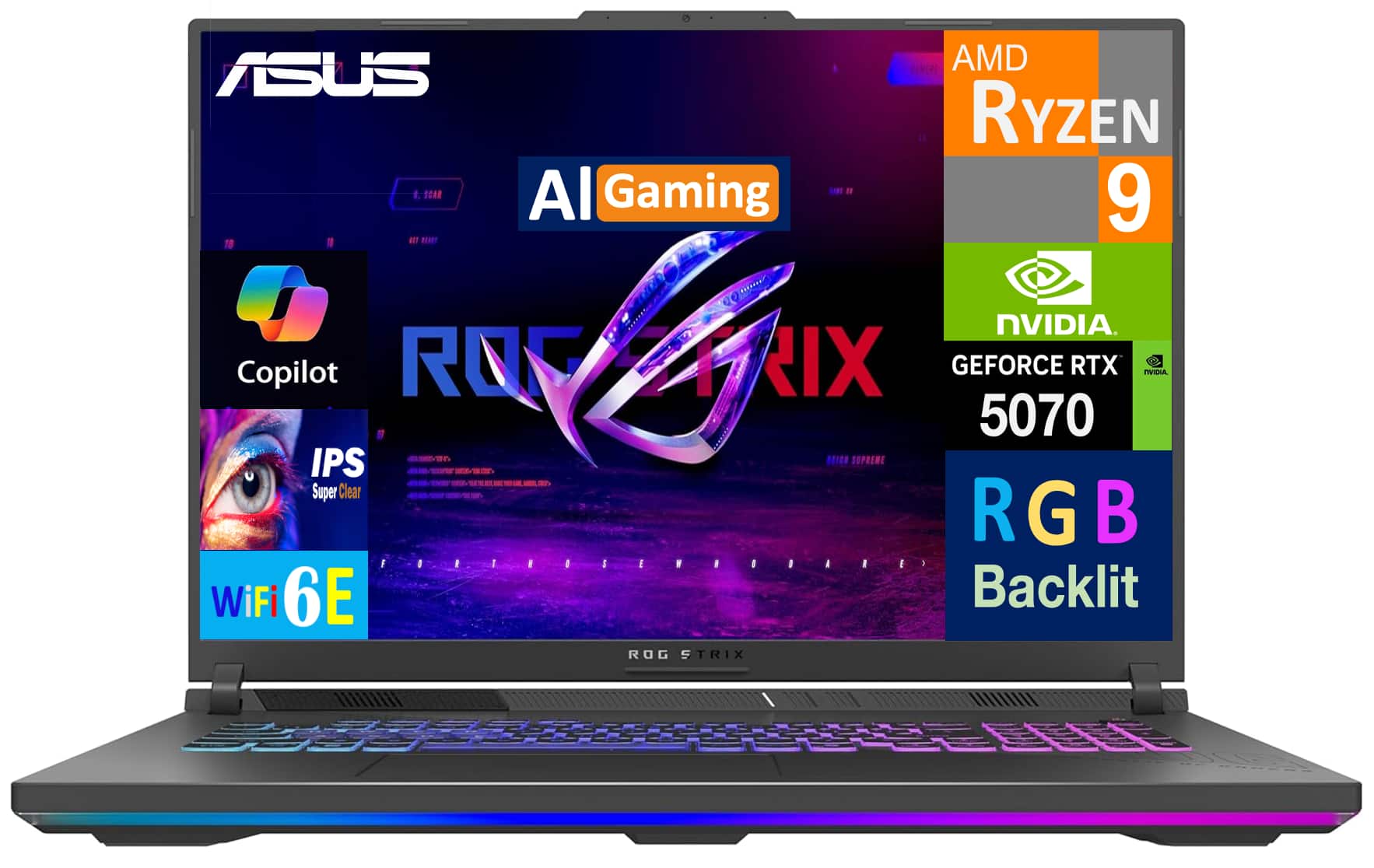 ASUS - ROG Strix G18 G814PP-DS94 Eclipse Gaming Laptop, Ryzen 9 8940HX, 16GB, 1TB SSD, 18" (2560x1600), RTX 5070, Win 11H - Eclipse Gray