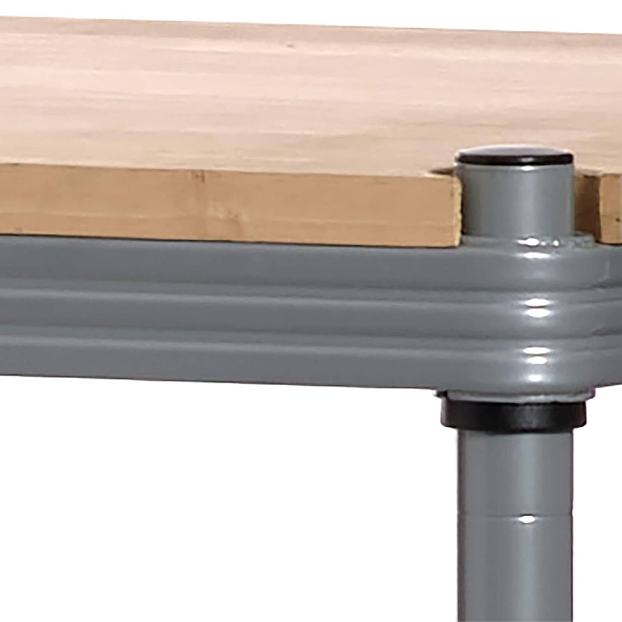 Alt View 4. Design Ideas - Design Ideas MeshWorks Metal Storage Wood Top Workbench Shelving Unit, Silver - Silver.