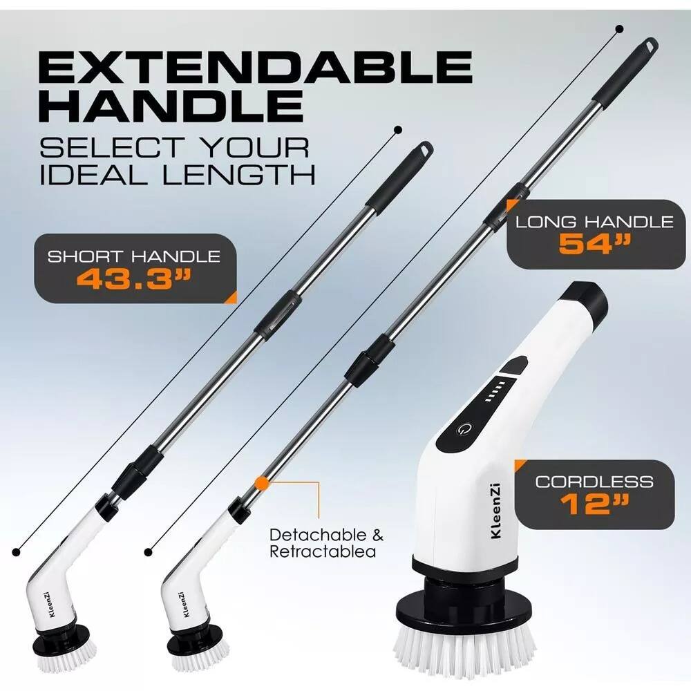 EXTENDABLE HANDLE  
SELECT YOUR IDEAL LENGTH  

SHORT HANDLE 43.3"  
LONG HANDLE 54"  

Detachable & Retractable  

CORDLESS 12"  

KleenZi