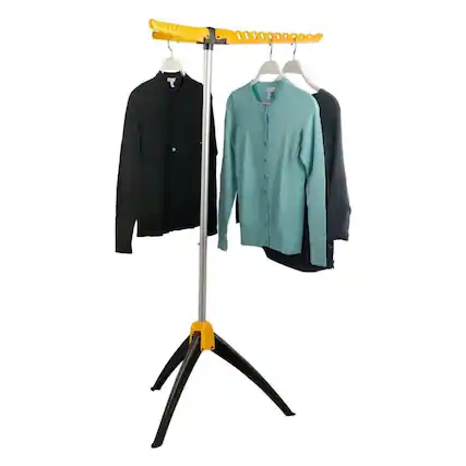 Front. Home It - Foldable Clothes Drying Rack in Yellow - Portable Garment Drying Rack - Foldable Clothing Rack for Drying Clothes - Multicolor.