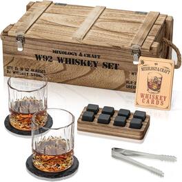 Zulay Kitchen - Whiskey Stones Gift Set by Mixology & Craft - Clear