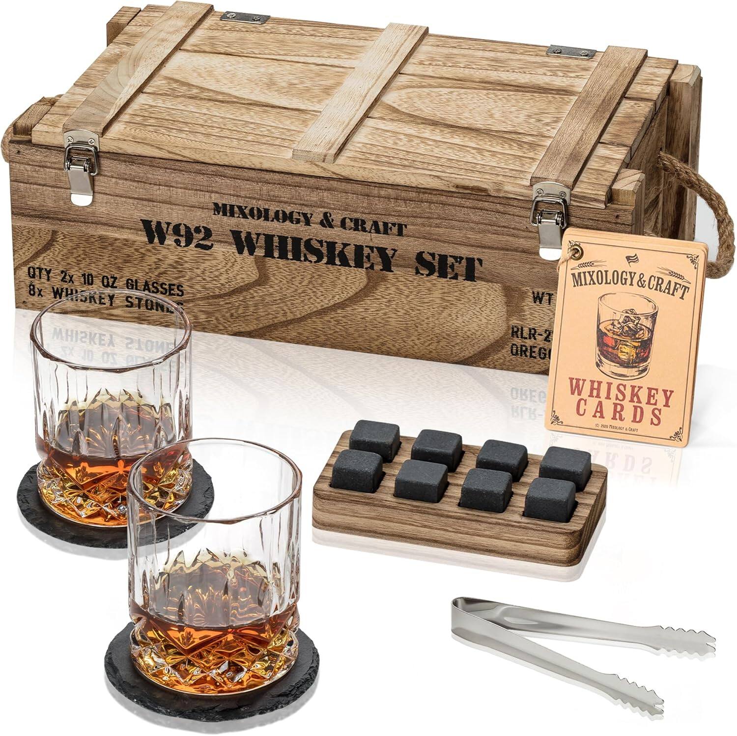 MIXOLOGY & CRAFT  
W92 WHISKEY SET  

QTY 2x 10 OZ GLASSES  
8x WHISKEY STONES  

WT RLR-2 OREGON  

MIXOLOGY & CRAFT  
WHISKEY CARDS  

WT RLR-2