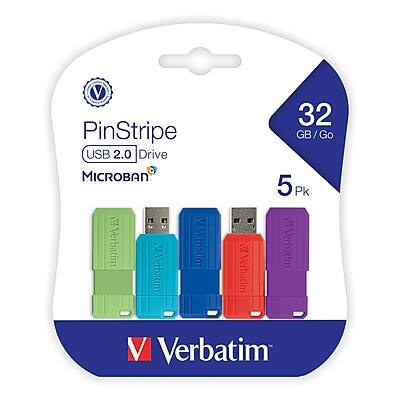 PinStripe USB 2.0 Drive MICROBAN  
Verbatim  
32 GB/Go  
5 Pk  
Verbatim