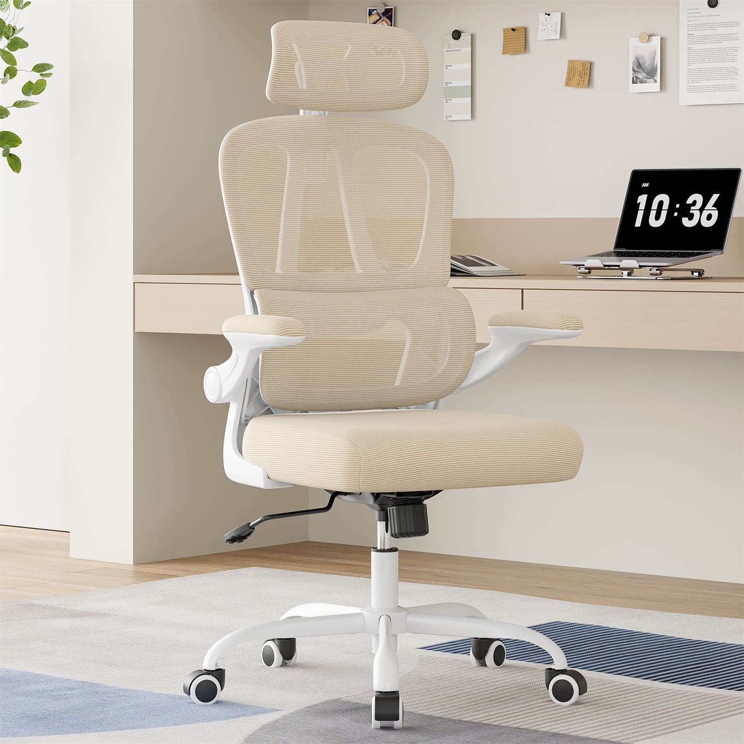 Forest'nSky - Ergonomic Office Chair with Headrest & Lumbar Support, High Back Swivel Desk Chair for Home Office - khaki