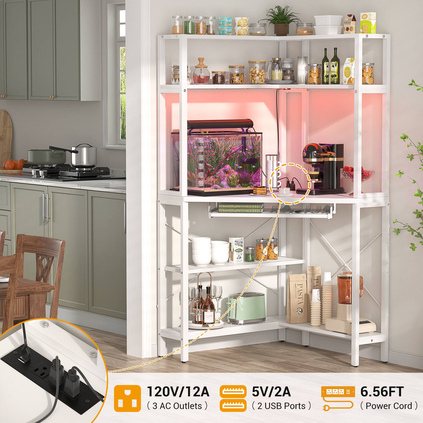 D T ma PASTA 120V/12A (3 AC Outlets) 5V/2A (2 USB Ports) 6.56FT (Power Cord)