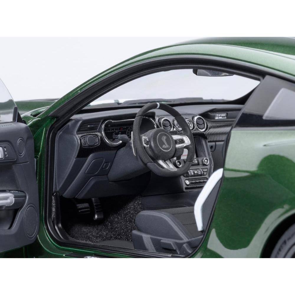Left. Autoart - Ford Mustang Shelby GT500 Eruption Green Metallic with White Stripes 1/18 Model Car by Autoart - Green Metallic with White.