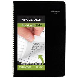 AT-A-GLANCE - DayMinder Monthly Planner Ruled Blocks 12 x 8 Black Cover 14 Month Dec 2025 to Jan 2027
