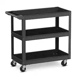 Costway - 3-Tier Metal Utility Cart 400 lbs Storage Service Trolley Tool Storage - Black