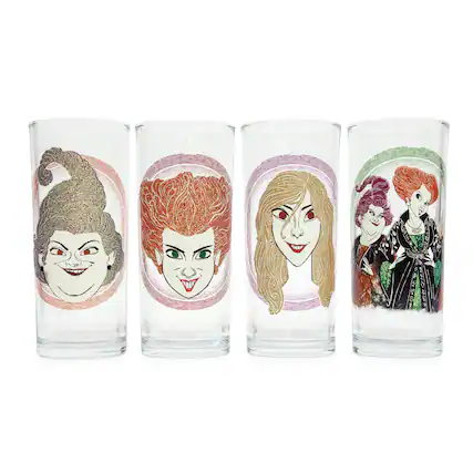 Front. Disney - Disney Hocus Pocus Sanderson Sisters 10-Ounce Tumbler Glasses | Set of 4 - Purple.