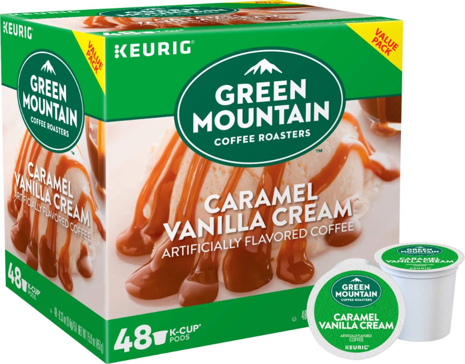 Angle. Green Mountain Coffee - Caramel Vanilla Cream K-Cup Pods (48-Pack).