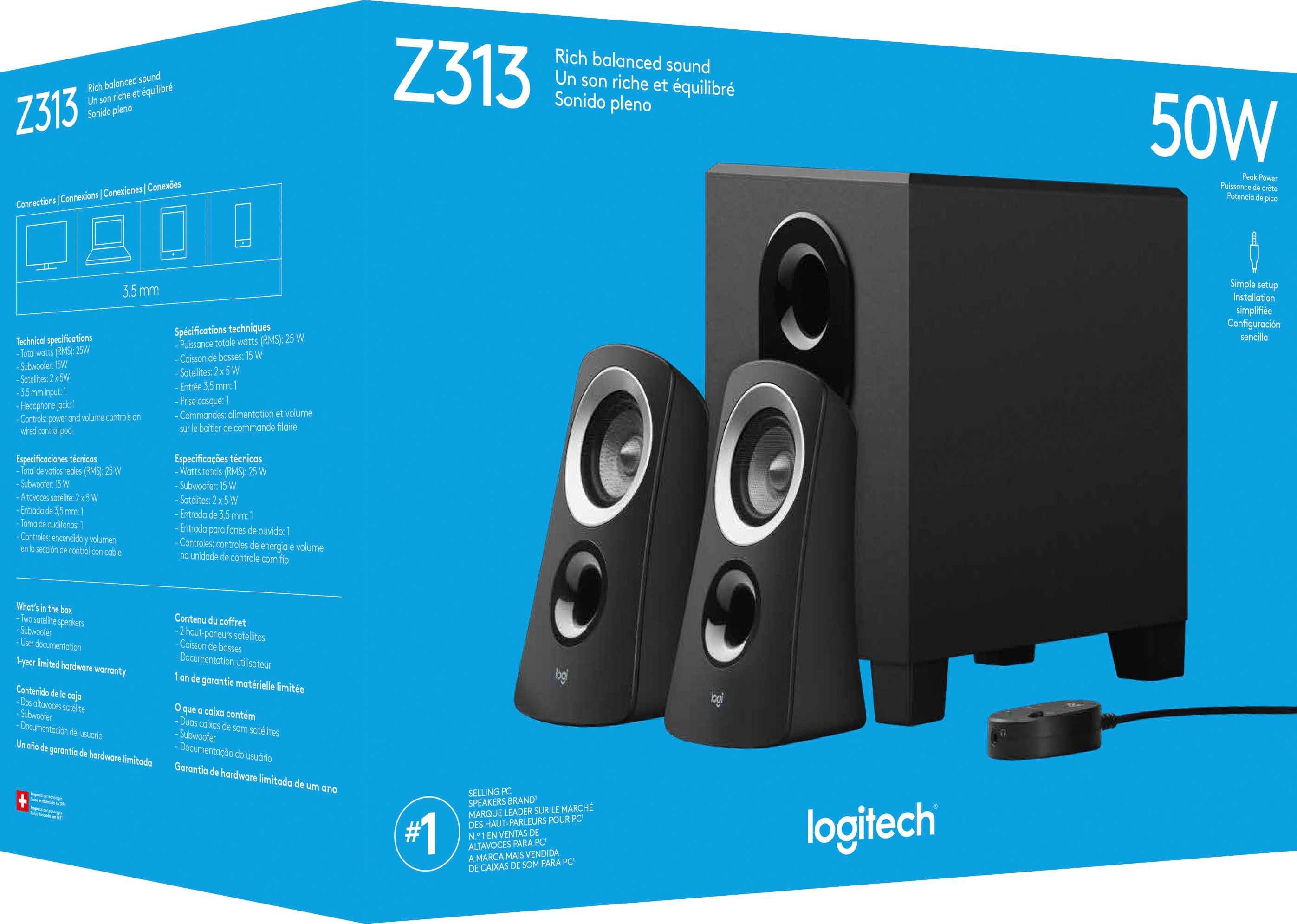 Muf Baby kern Logitech Z313 2.1-Channel Speaker System (3-Piece) Black/Silver 980-000382  - Best Buy