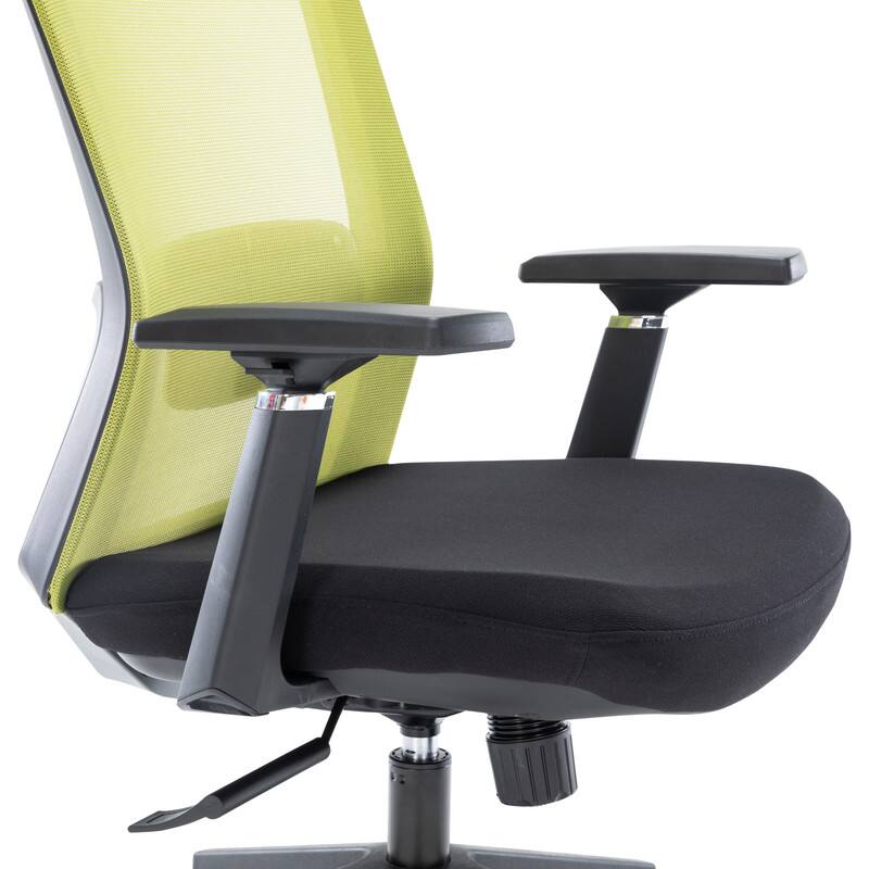 Alt View 4. LeisureMod - Ingram Mesh Office Desk Chair with Lumbar Support, Adjustable Arms & Swivel - Green.