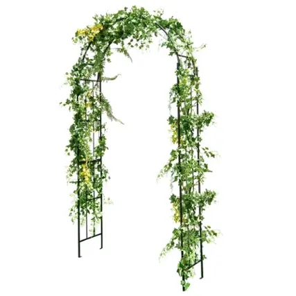 Front. Costway - Garden Arch Arbor Trellis Pergola 7.5 ft Metal Archway for Climbing Plants Party - Black.