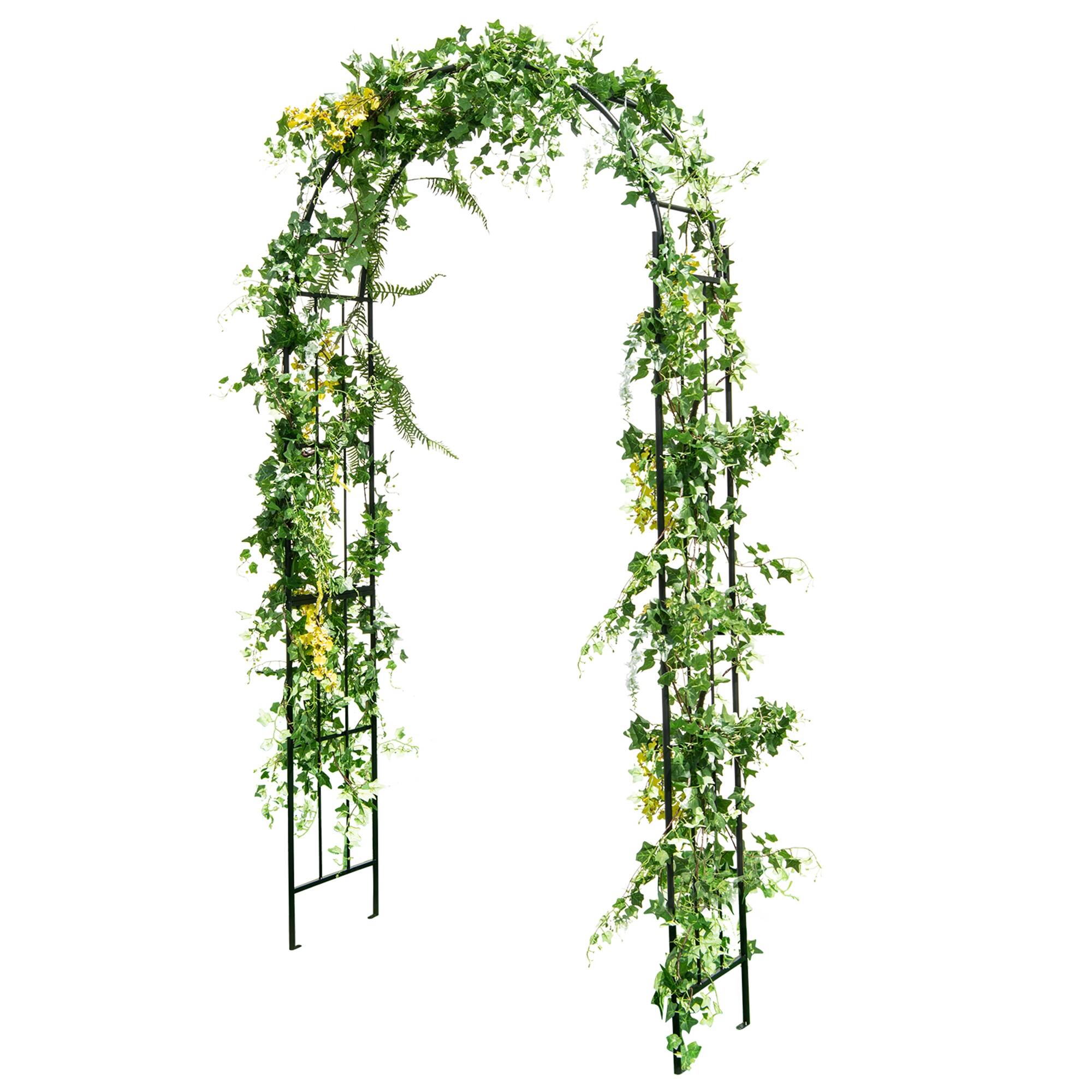 Costway - Garden Arch Arbor Trellis Pergola 7.5 ft Metal Archway for Climbing Plants Party - Black