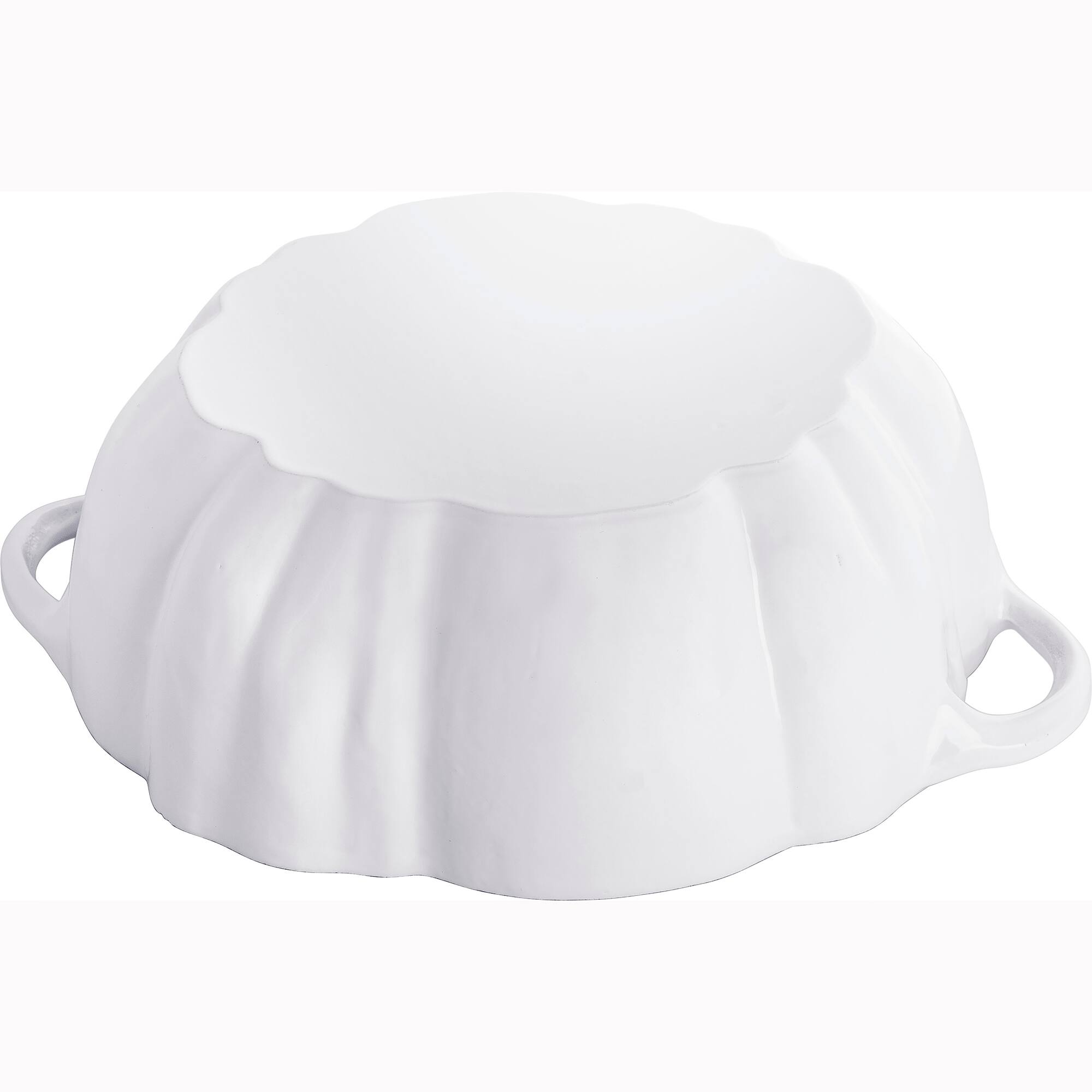 Alt View 3. Staub - STAUB Cast Iron 3.5-qt Pumpkin Cocotte with Stainless Steel Knob - White - White.