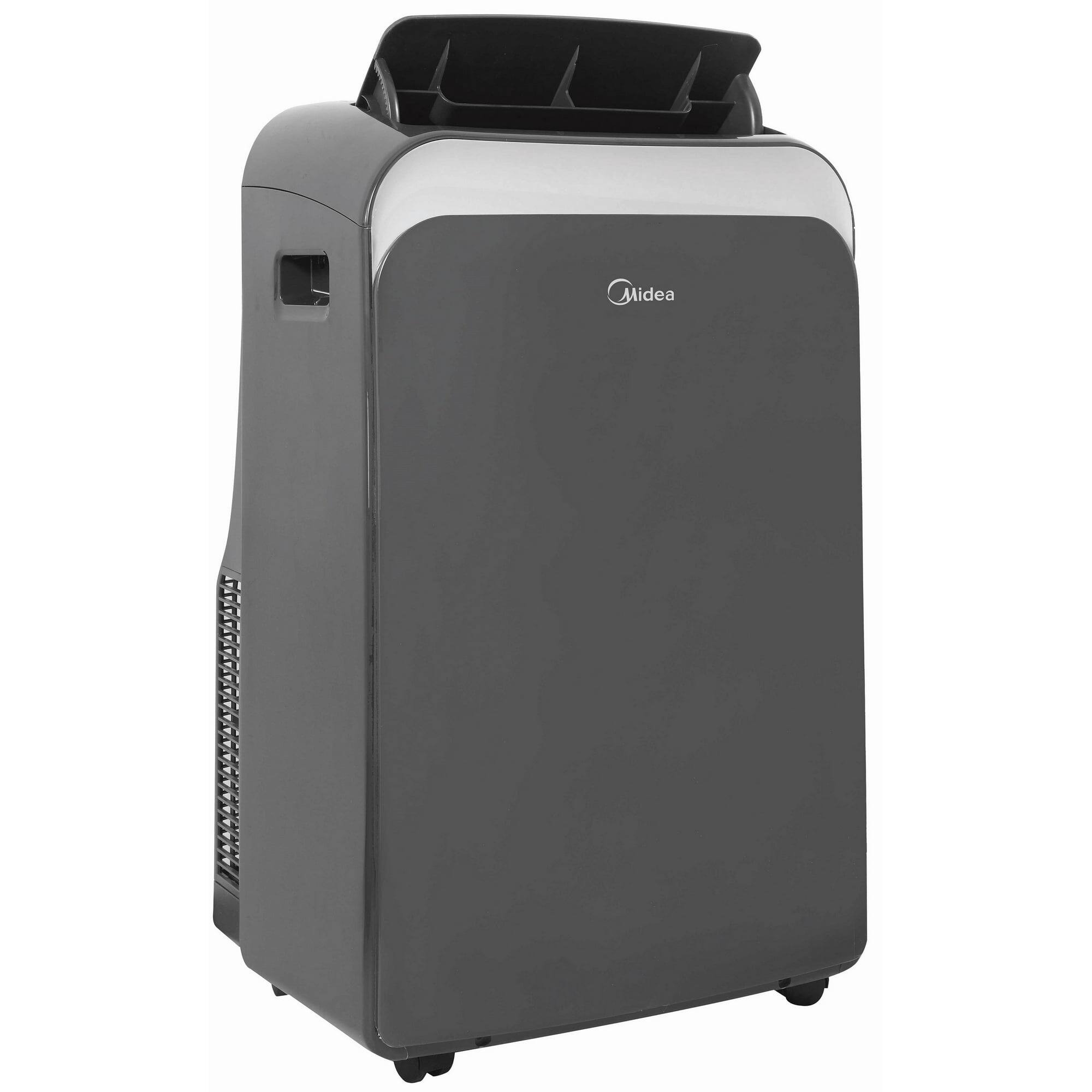 Left. Midea - Midea Smart Portable Air Conditioner, 8,000 BTU (12,000 ASHRAE), 115V, MAP08S1WGR-T, Cools Rooms up to 350 Sq. Ft - Gray.