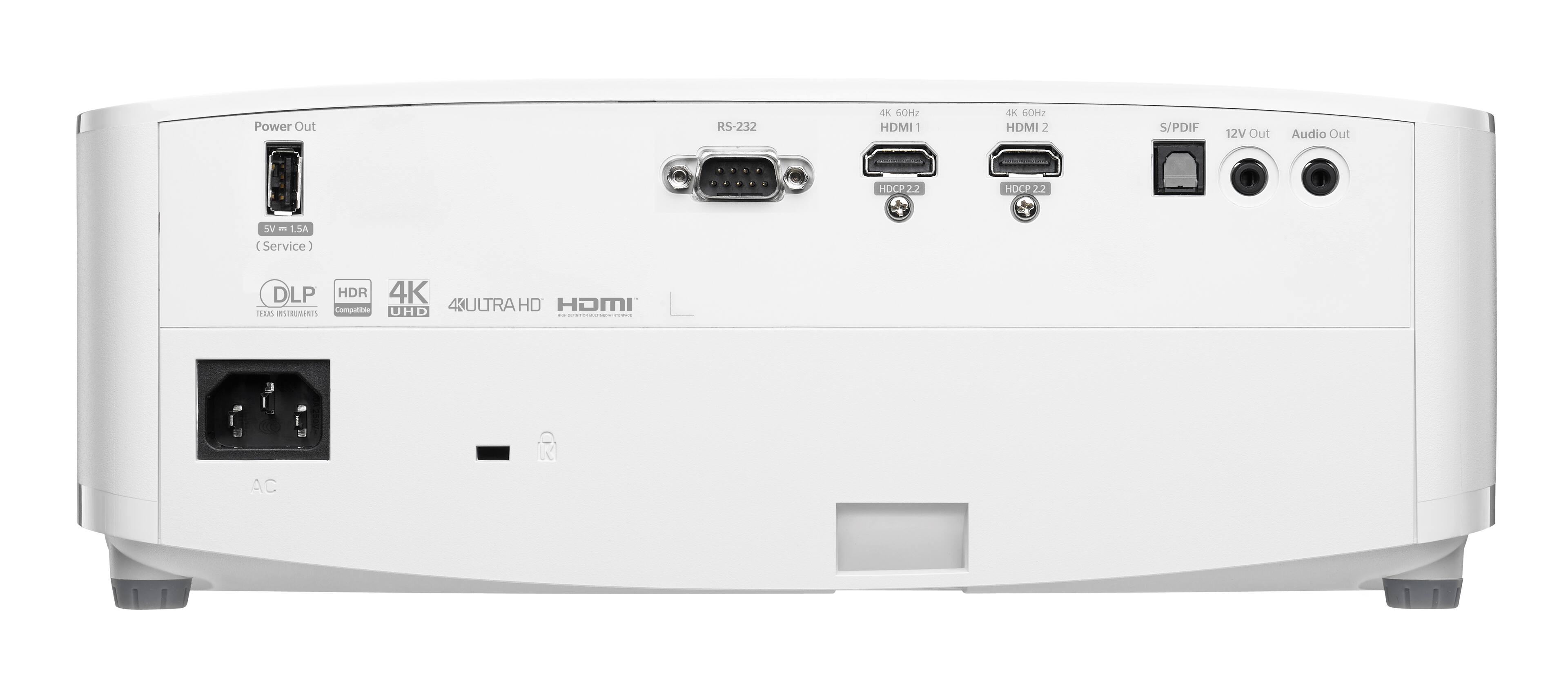 Back. Optoma - Optoma UHD35STx Short Throw True 4K UHD Gaming and Home Entertainment Projector | 240Hz Refresh Rate, 4ms Response Time - White.