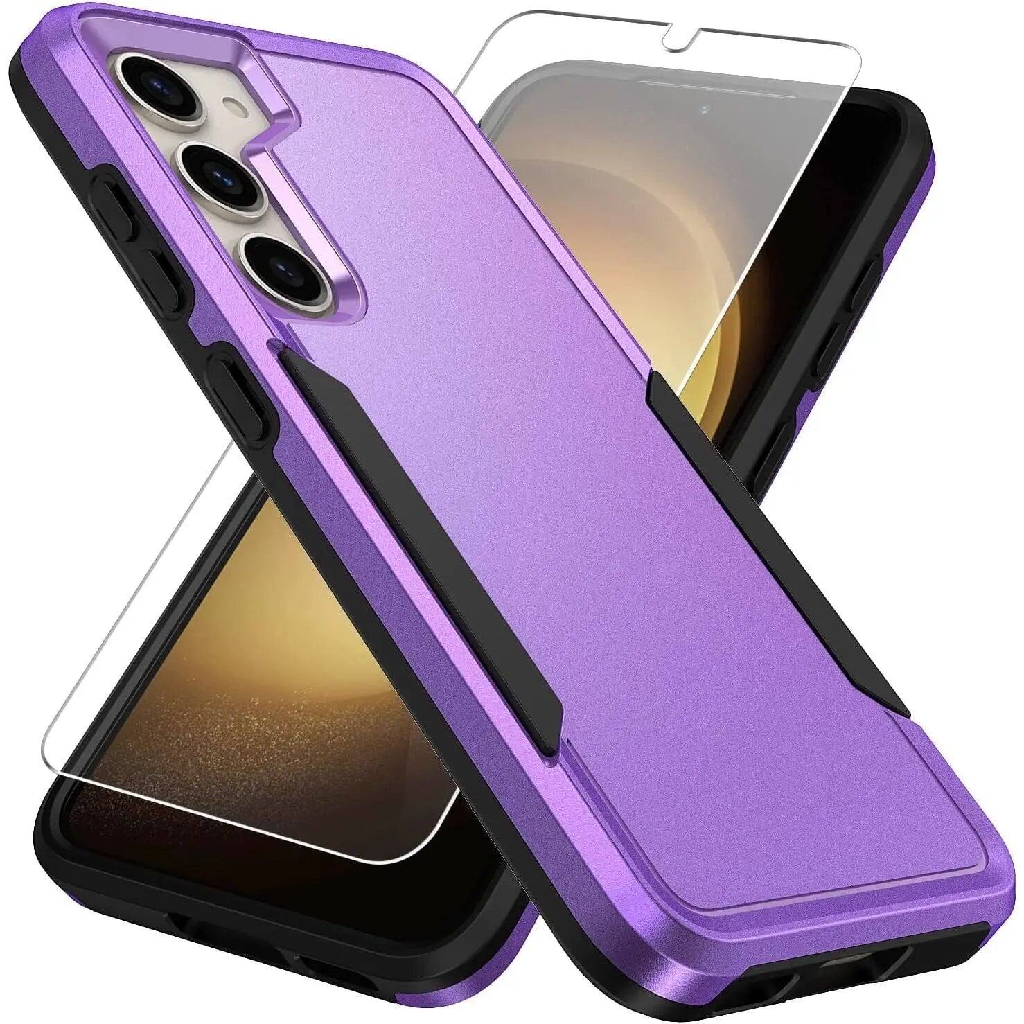 Front. Entronix - Entronix Bundle for Galaxy A15 - Soft-Touch Dual-Layer Case & 1 Screen Protector - Purple.