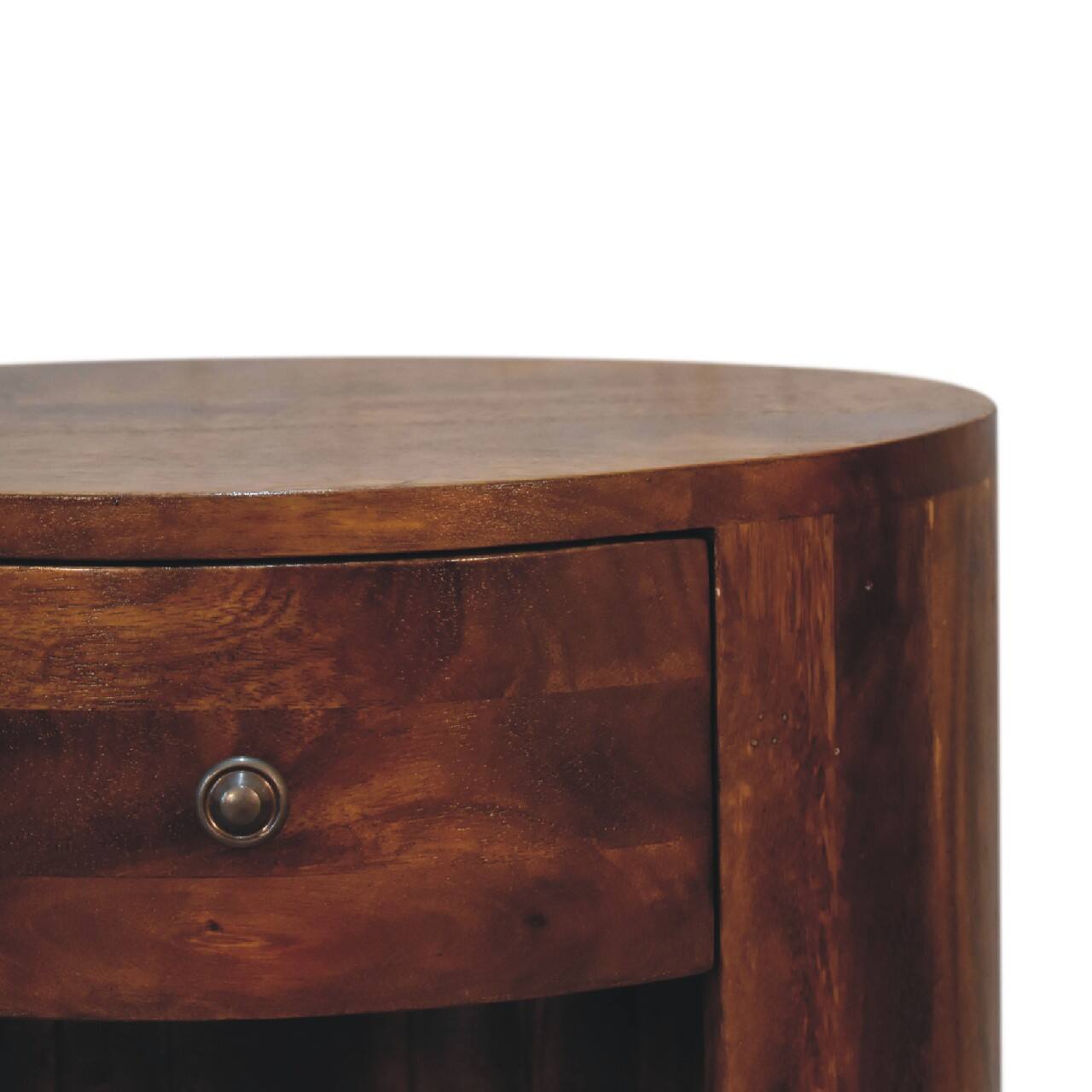 Back. Artisan Furniture - Artisan Furniture Solid Wood Cortez Chestnut Nightstand, 1 Drawer, 2 Open Slot, Nordic Legs, Dark Brown - Chestnut.